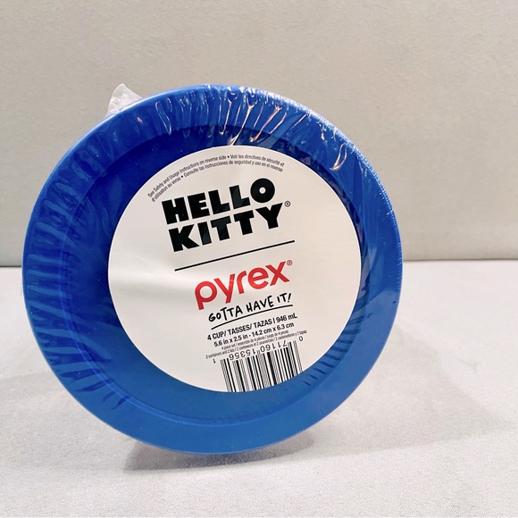 PYREX HELLO KITTY 4 CUP ROUND GLASS STORAGE CONTAINERS - Picture 4 of 5